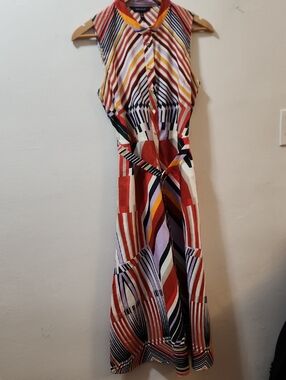 USD 50 Hot Deal NWT Offer Sleeveless Multi-Color Striped Maxi Karen Millen Dress